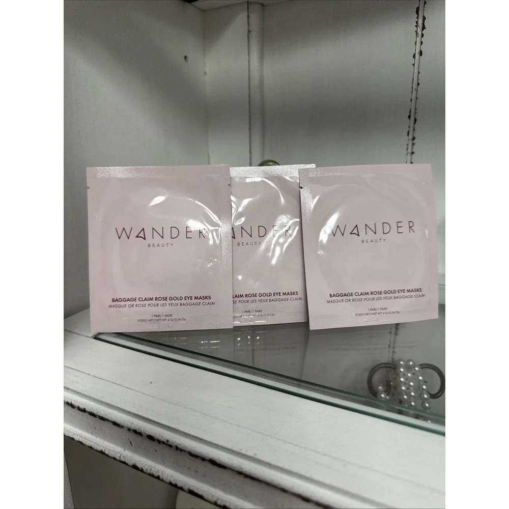 3 X Wander Beauty Baggage Claim Gold Eye Masks AS PICTURED